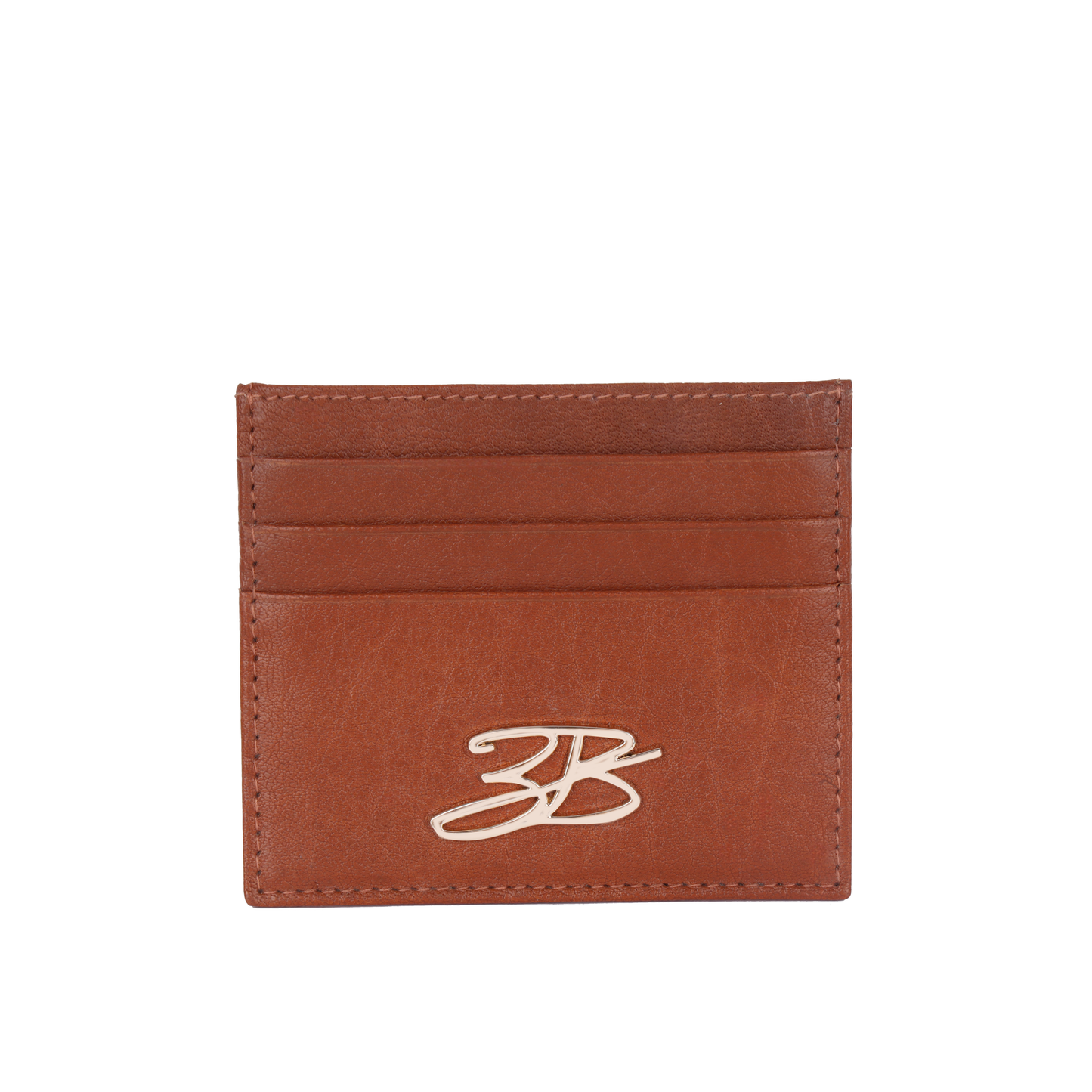 Fawn Gold leather wallet front with 3B logo