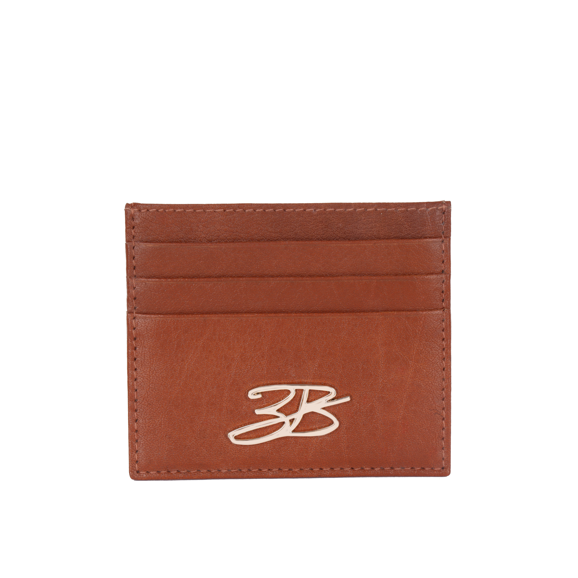 Fawn Gold leather wallet front with 3B logo