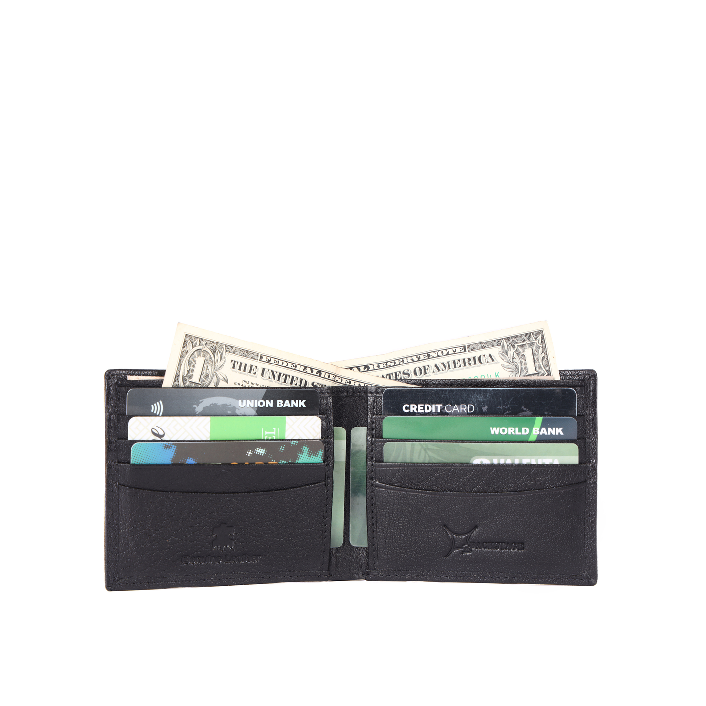 Pistol Black wallet with cards and money
